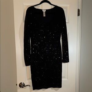 Arianne Black Sequin Long Sleeve Dress